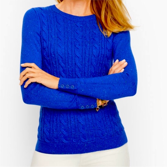 Talbots medium petite Button Cuff Cable Knit Sweater - Picture 1 of 6